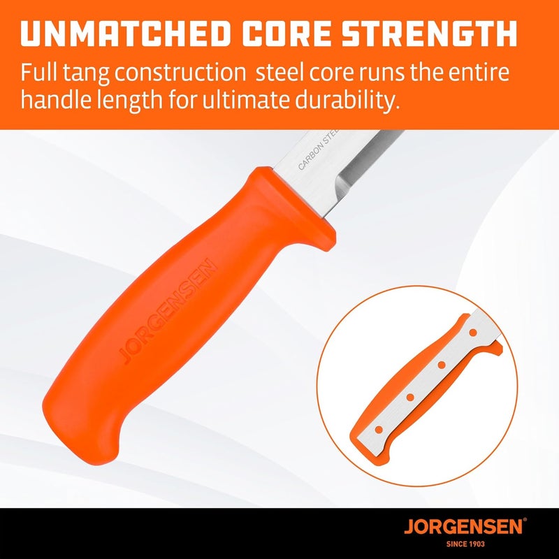 Jorgensen Wood Chisel Knife with Sheath, Wood Chisel for Woodworking with Ergonomic Handle, SK5 Carbon Steel Blade, Full Tang Design, for Carving, Whittling, Splitting - Image 4
